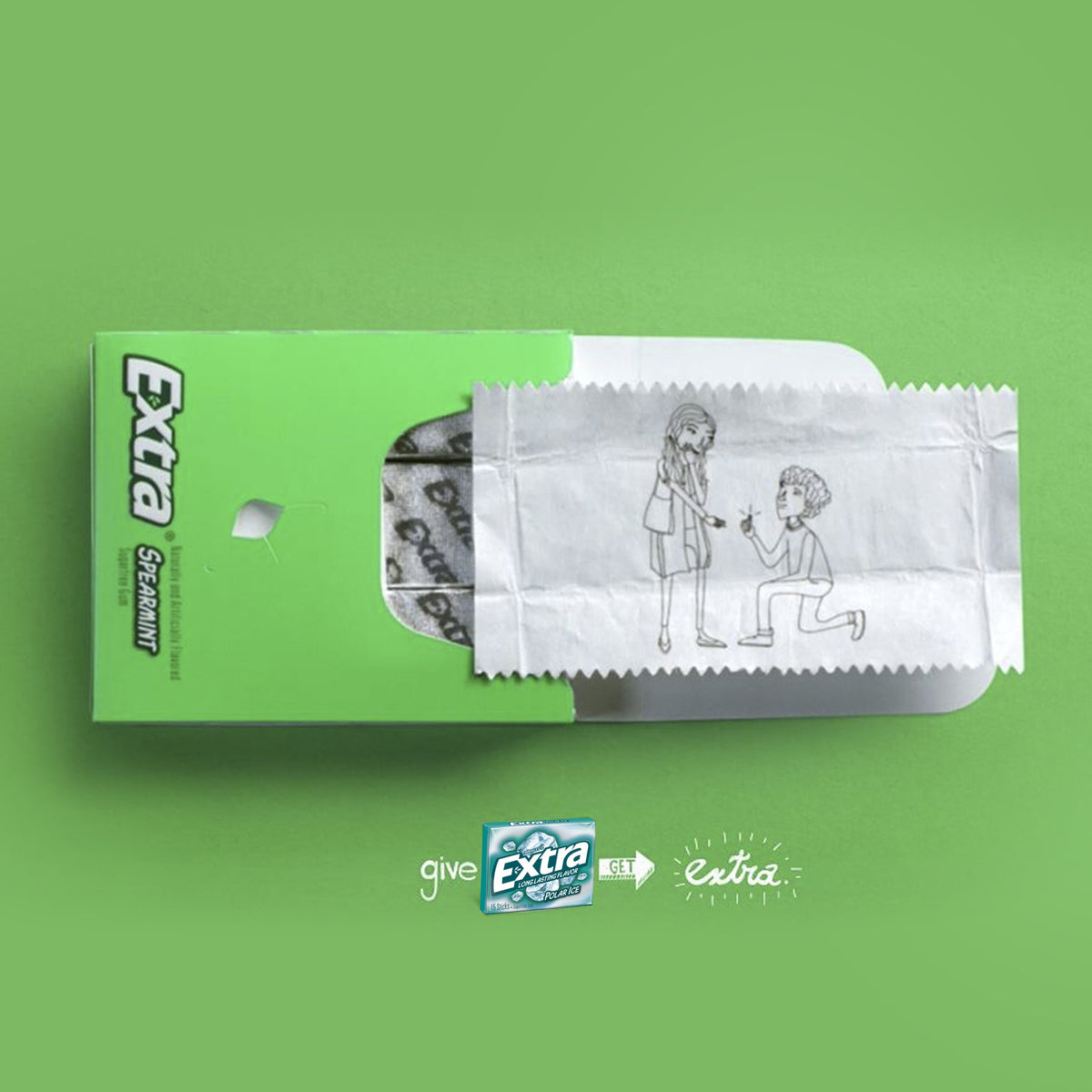 Extra, Polar Ice Sugarfree Gum, 45 ct (Pack of 2)