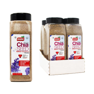 Badia Ground Chia Seeds  16 oz (Pack of 4) - Superfood for Smoothies & Cooking - Source of Fiber  Omega-3 & Protein