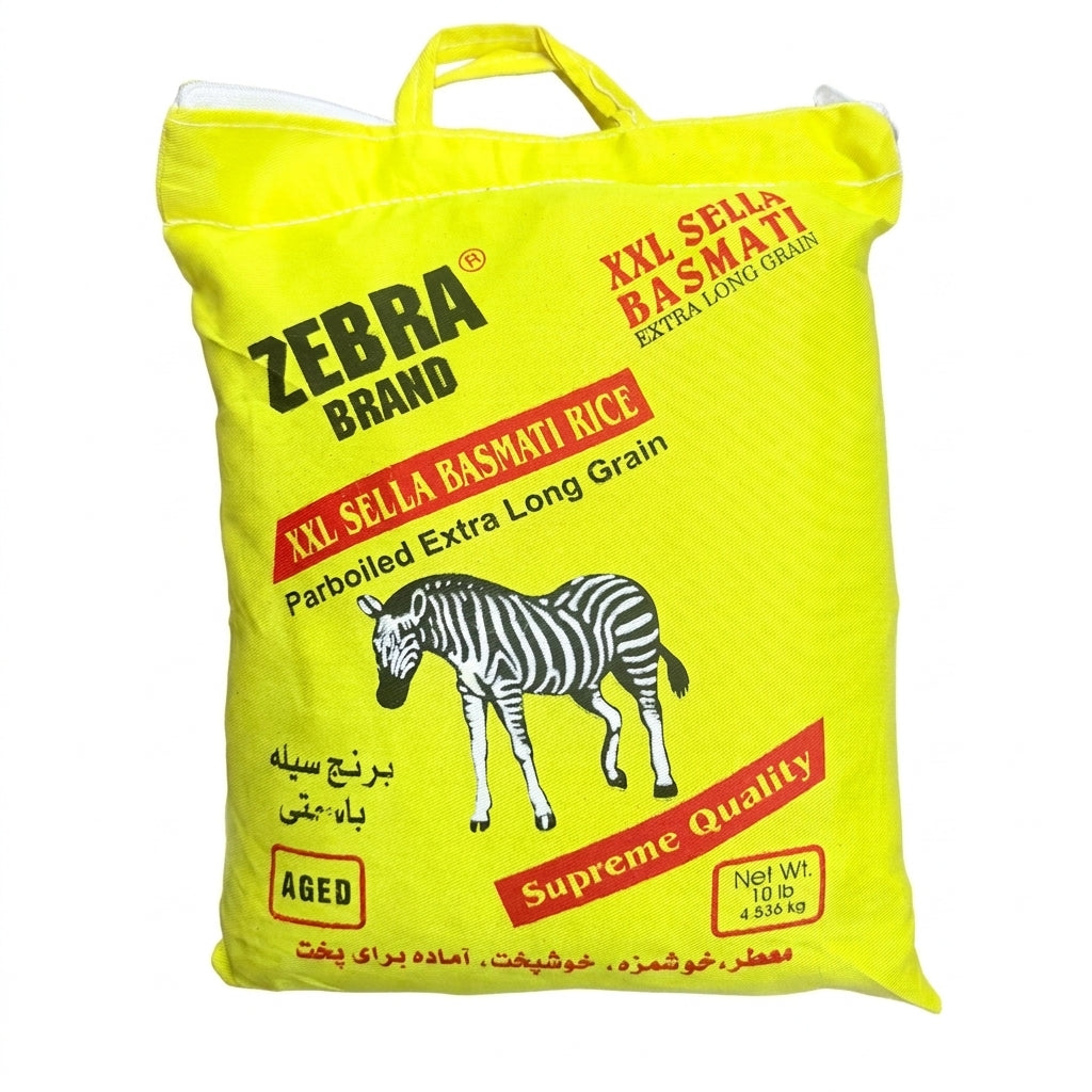 Zebra Brand XXL Sella Basmati Rice 10 lb - Extra Long Grain Aged