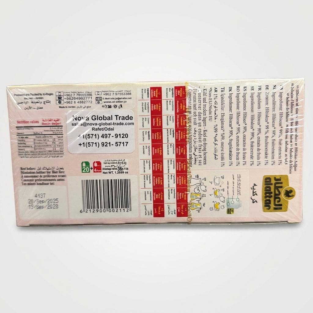 Alattar Hibiscus Tea 20 Bags - Pure & Natural Egyptian Karkade