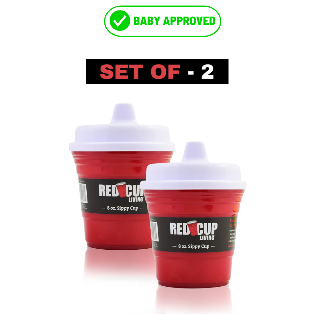 RedCupLiving 8oz Unbreakable Kids Sippy Cups, Pack of 4, Easy-to-Hold Toddler Cups