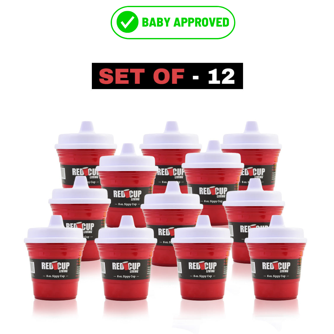 RedCupLiving 8oz Unbreakable Kids Sippy Cups, Pack of 4, Easy-to-Hold Toddler Cups