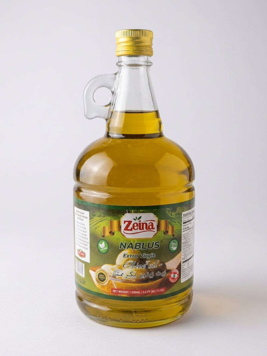 Zeina Nablus Extra Virgin Olive Oil 1500ml - Palestinian Premium Quality