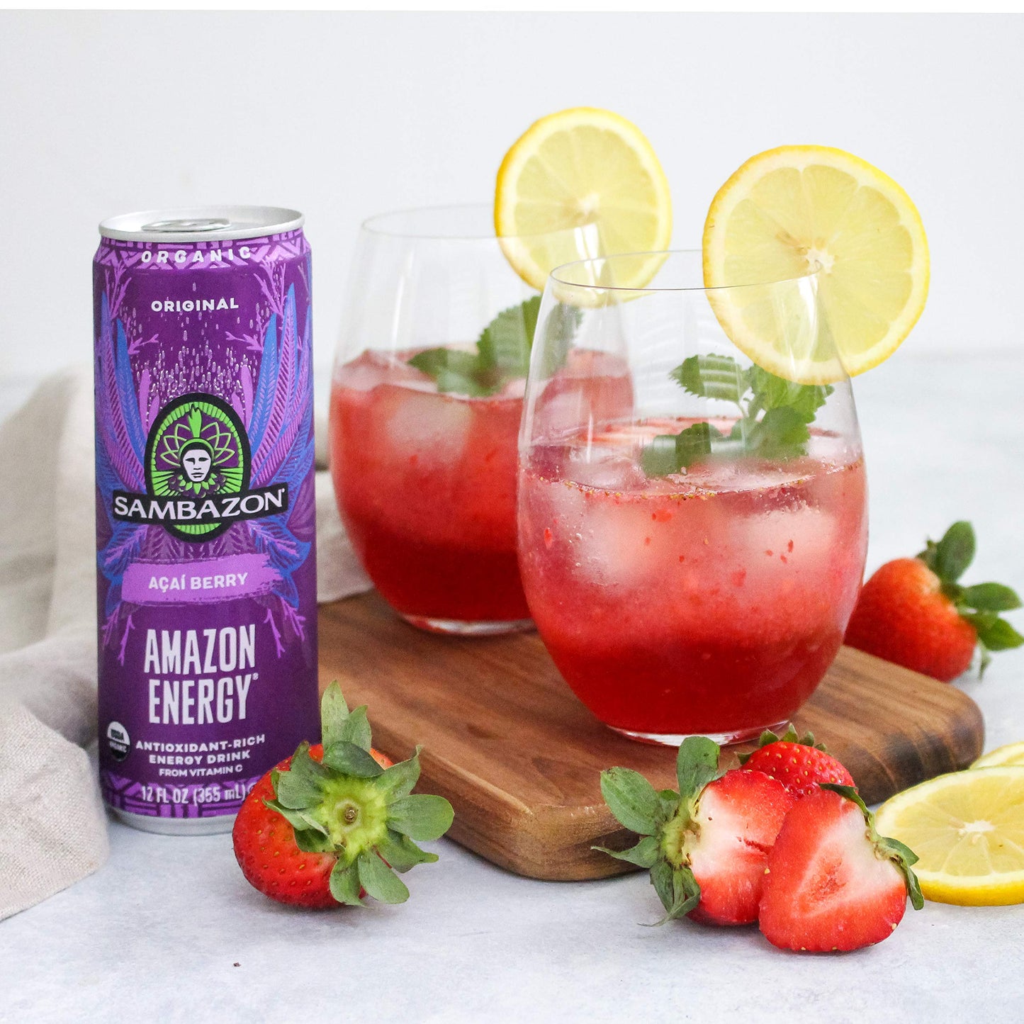 Sambazon Organic Sparkling large online retailer Energy Drink, Acai Berry, 12 Fl Oz (Pack of 12), Vegan, Non-GMO, Kosher, Purple