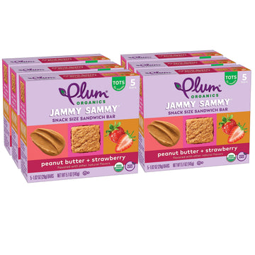 Plum Organics Jammy Sammy Snack Bars - Peanut Butter And Strawberry - 1.02 Oz Bars (Pack Of 30) - Organic Toddler Food Snack Bar