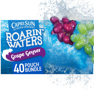 Capri Sun Roarin' Waters Grape Ready-To-Drink Juice (40 Pouches, 4 Boxes Of 10)
