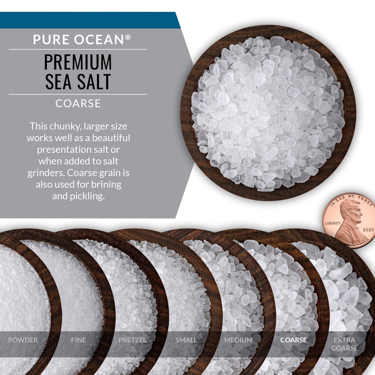 SaltWorks Coarse Grain Pure Ocean Sea Salt, 5 Pound Bag, White Crystals, Model ZJSJRJ