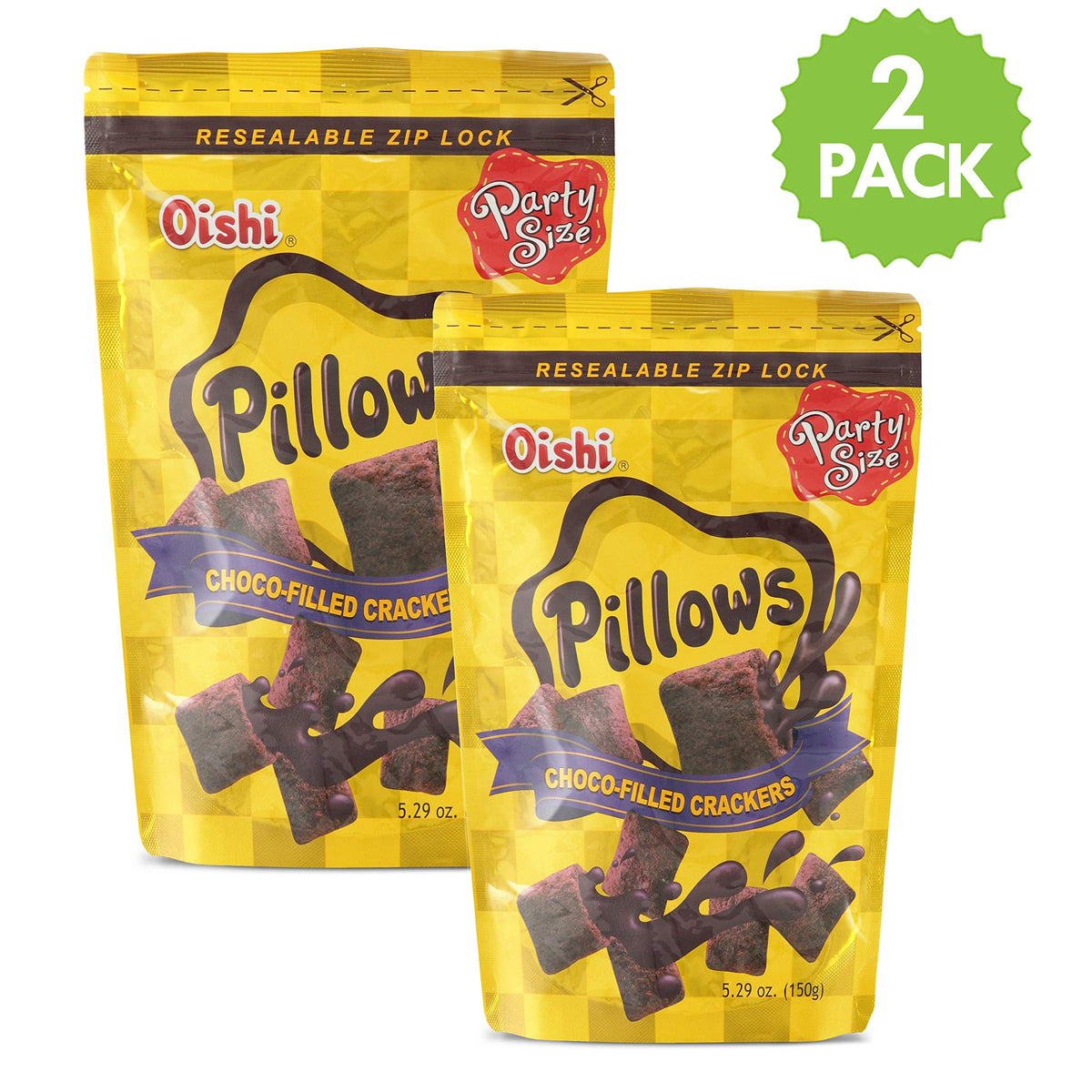 Oishi Pilows Choco-Filled Crackers Party Size, 5.29 oz, 2 packs