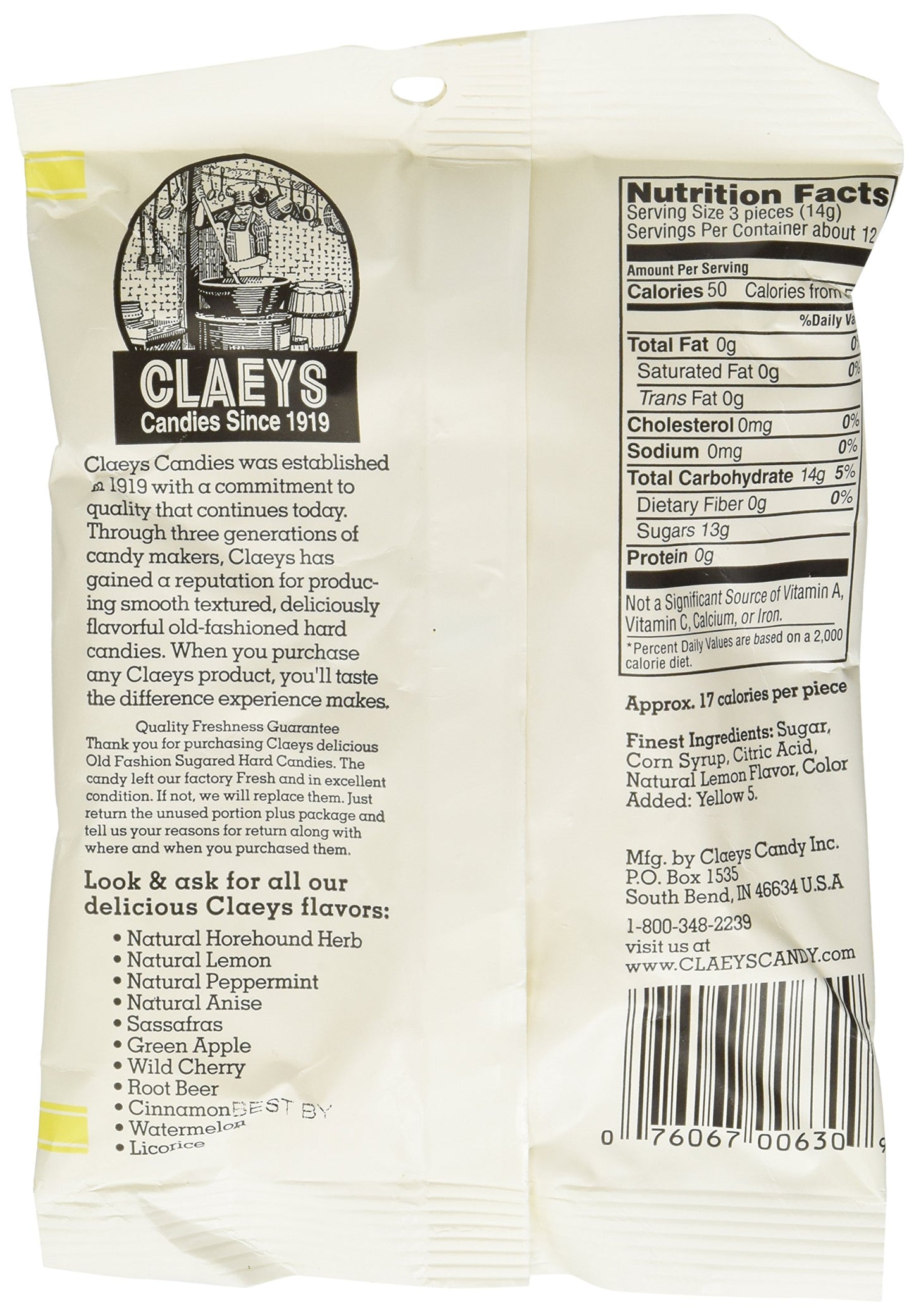 Claey'S Candies Lemon Drop Hard Candy, 6 Package Deal