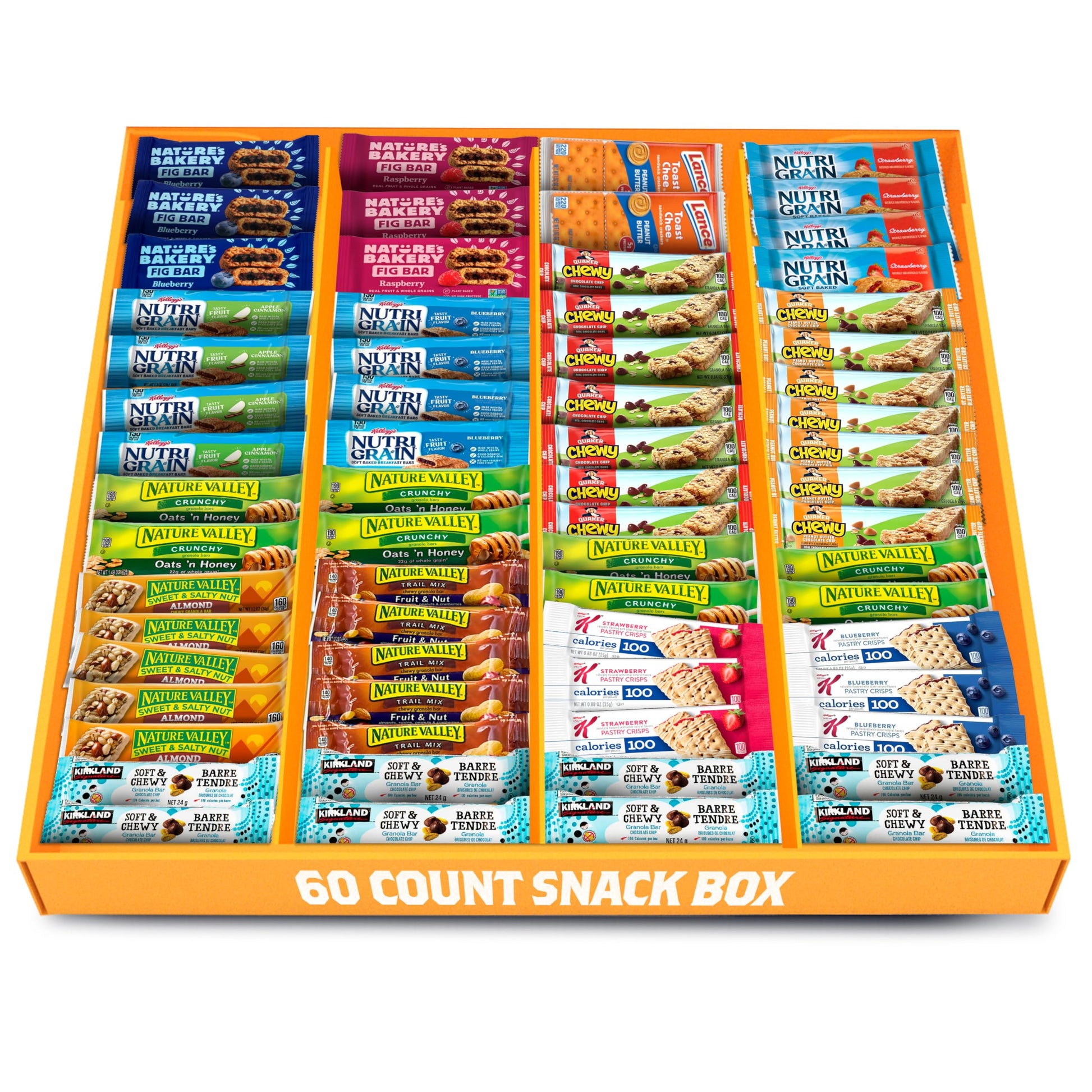 Granola Bars Bulk Variety Pack - Healthy Granola Bars Variety Snack Box for Office Snacks & Healthy Breakfast Bars - Snacks Variety Pack for mature-themeds and Kids (60 Count)