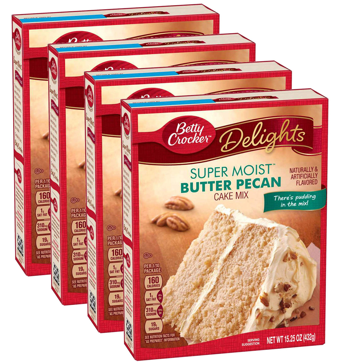 Betty Crocker Supermoist Cake, Butter Pecan, 15.25-Ounce (Pack Of 4)
