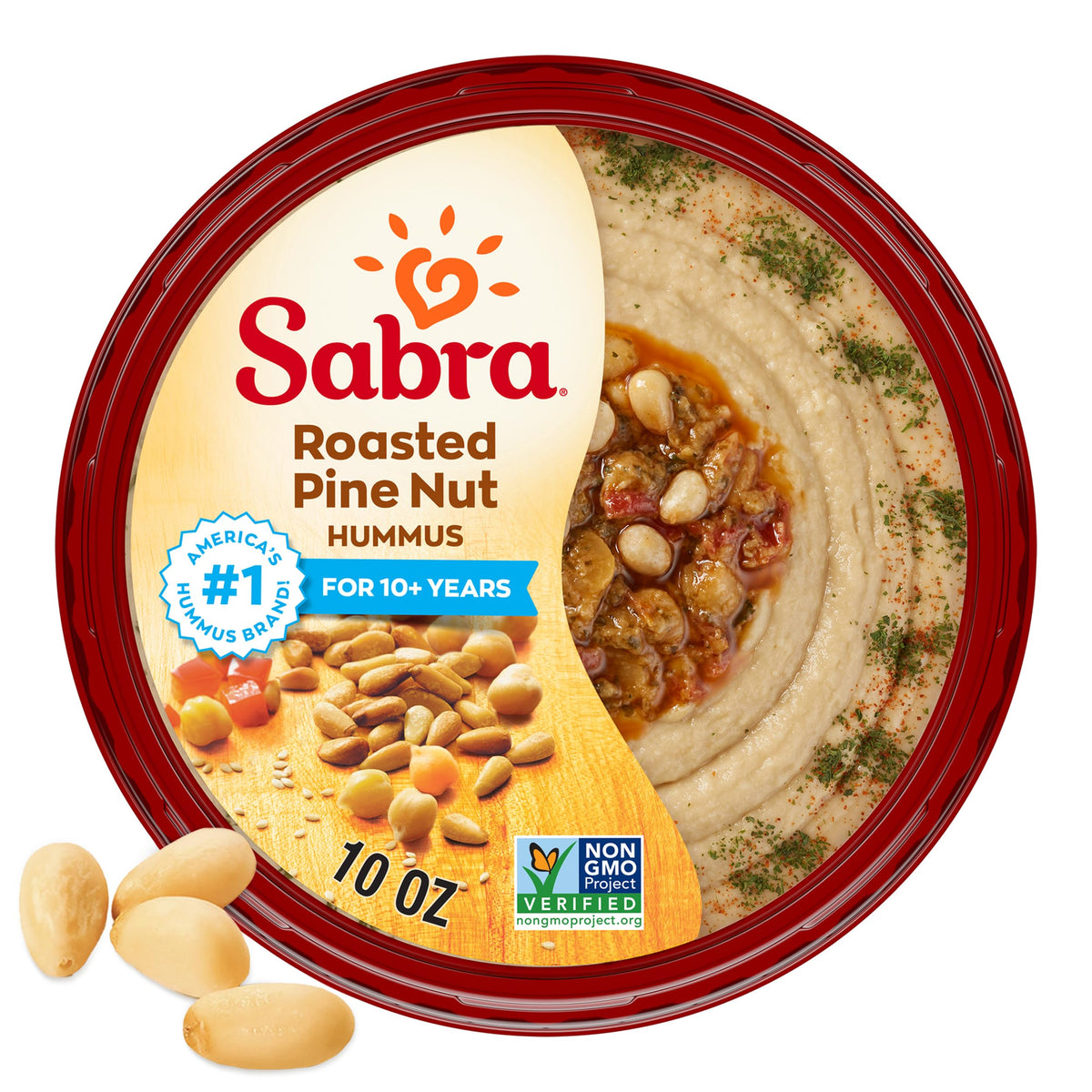 Sabra Pine Nut Hummus, Great Hummus for Dipping, Snacking and Sharing, 10 Oz Tub