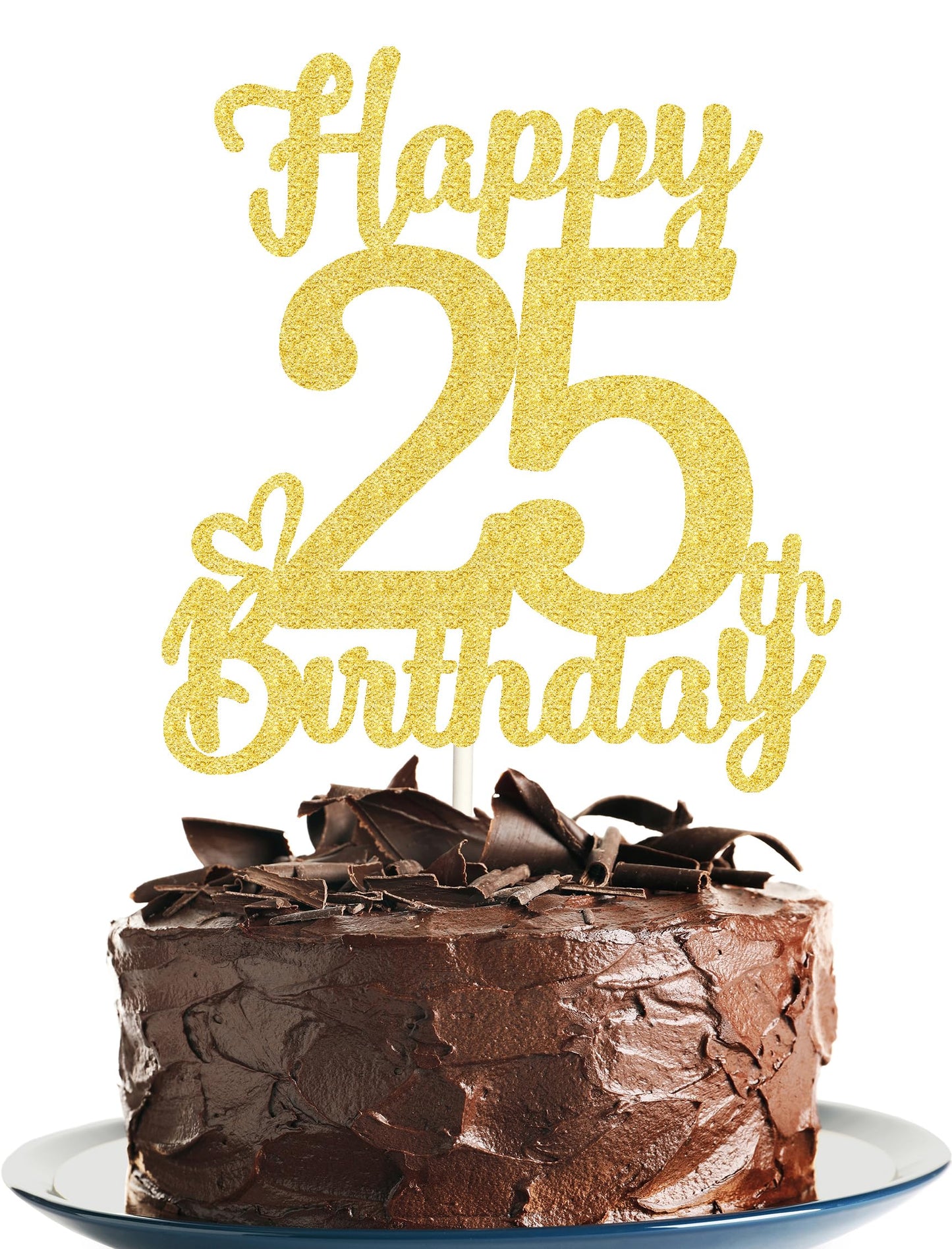 25 Birthday Cake Toppers-Gold Glitter, 25Th Cake Topper For Men,25 Cake Topper For Women, 25Th Birthday Decorations,25Th Birthda