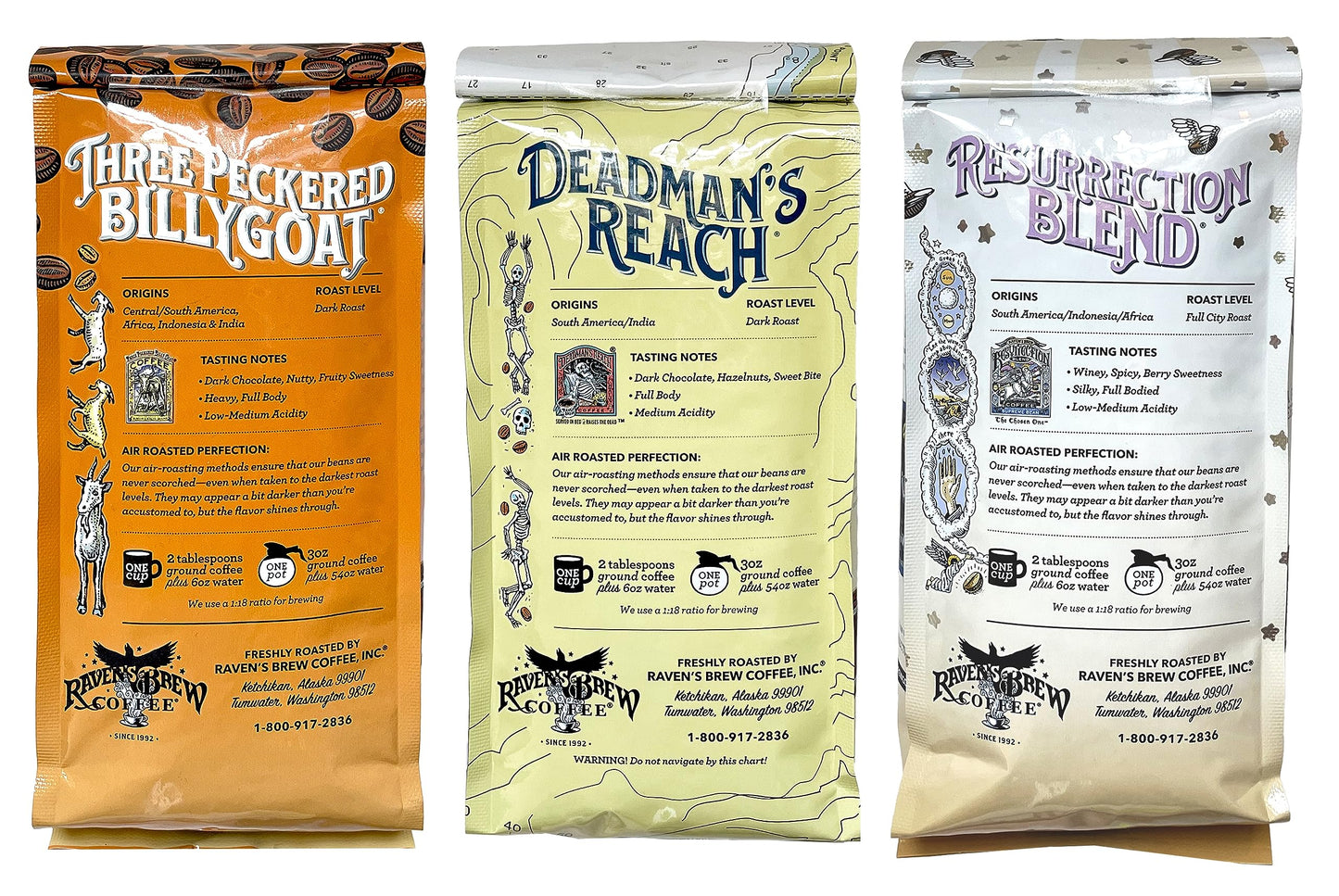 Ravens Brew Ground Coffee Variety Pack, Auto Drip, 12 Ounce (Pack of 3)