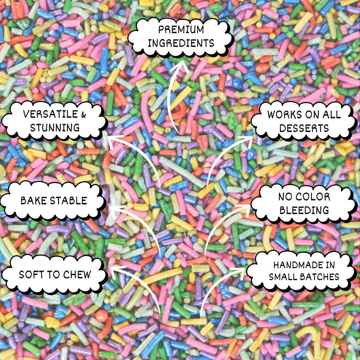 Confect Galaxy Pop Rainbow Sprinkles - Custom Blend Multicolor Jimmies - Edible Cake & Cupcake Decorating Toppings - Vegan, Glut