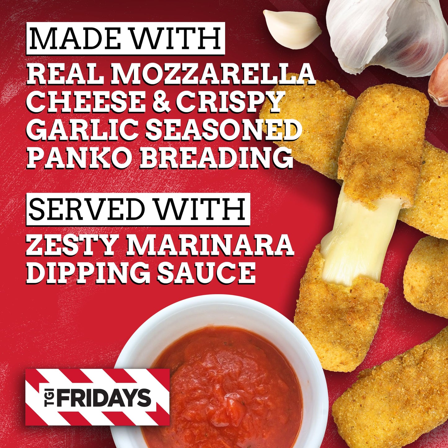 TGI Fridays Mozzarella Sticks Frozen Snacks with Marinara Sauce, 17.4 oz Box