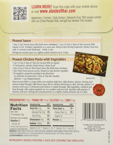A Taste of Thai Peanut Sauce Mix Packets | Authentic Thai-Style Sauce with Ground Peanuts & Traditional Spices | Ready in Minute