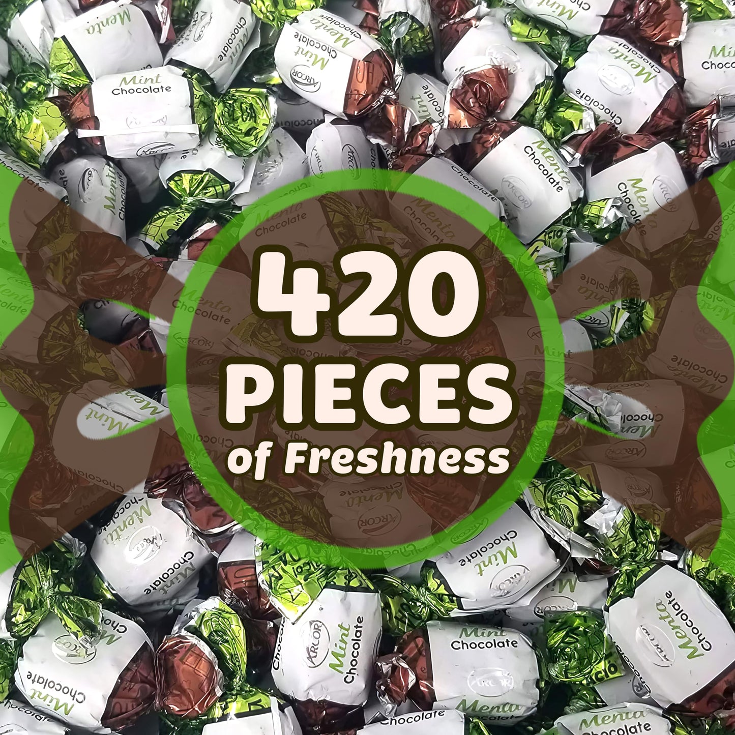 Mint Chocolate Candy Filled - Bulk Individually Wrapped - 5 Pounds Approx 420 Pieces