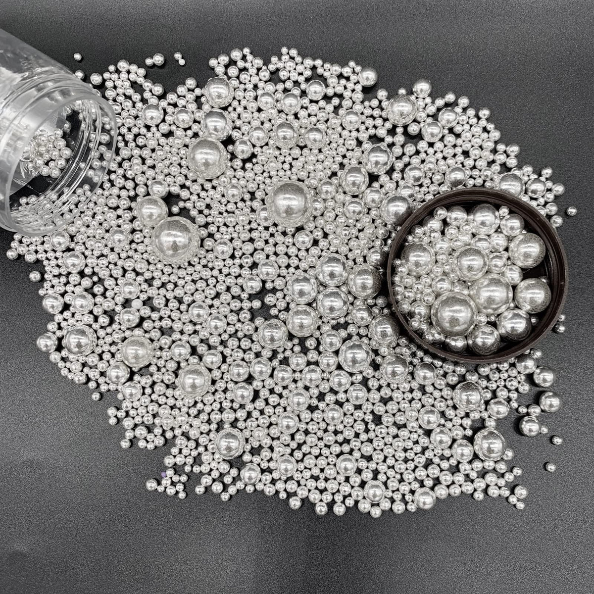 Weraru Edible Silver Pearl Sugar Sprinkles Candy Mixing Size Baking Edible Cake Decorations Cupcake Toppers Cookie Decorating Ce