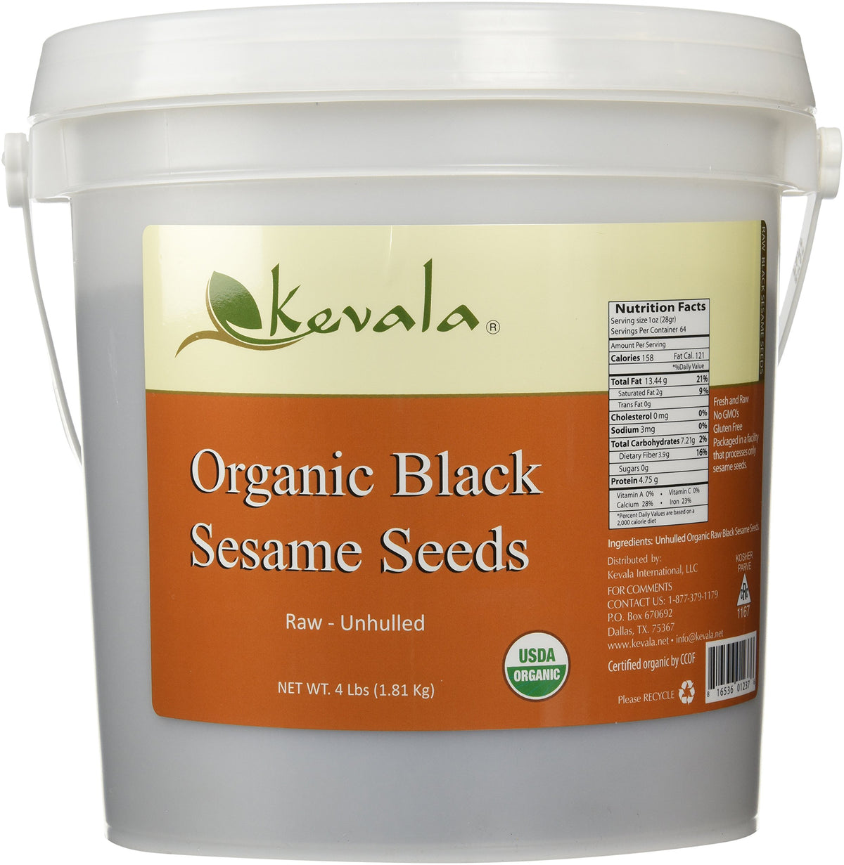 Organic Raw Black Sesame Seeds (Unhulled) - Gluten Free Topping With A Nutty Flavor, Made To Meet Professional Chef Standards, Used As A Healthy Crunchy Snack Or In Baking And Cooking, 4 Lb