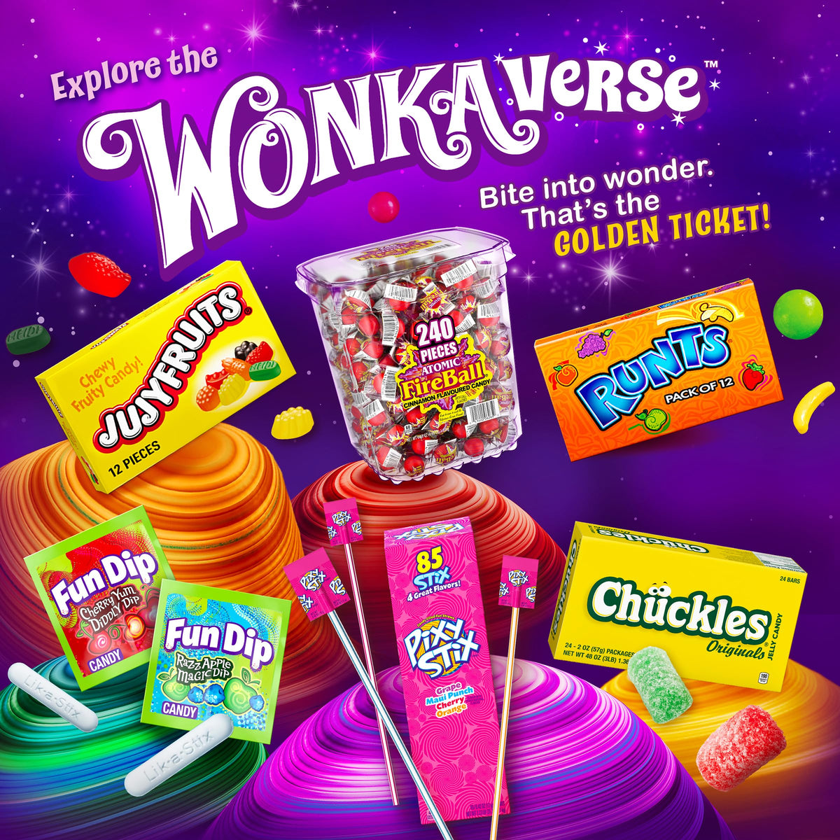 Wonka Spree Original Hard Candy - Pack of 12 Theater Candy Boxes - Lime, Orange