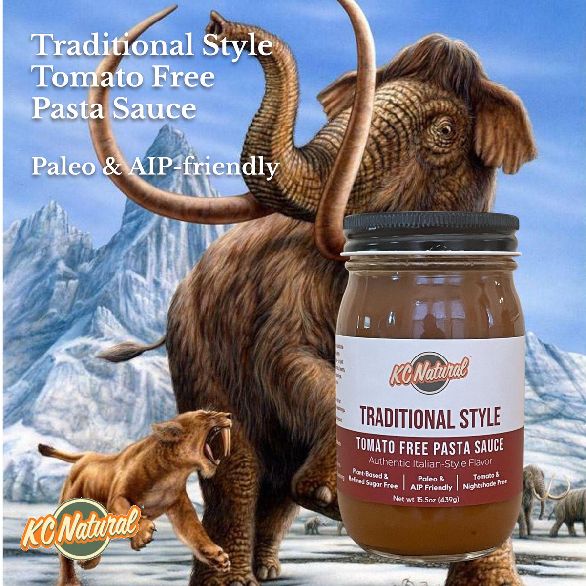 KC Natural | Traditional Style Tomato Free Pasta Sauce | 280mg Sodium (2-pack, 1.00)