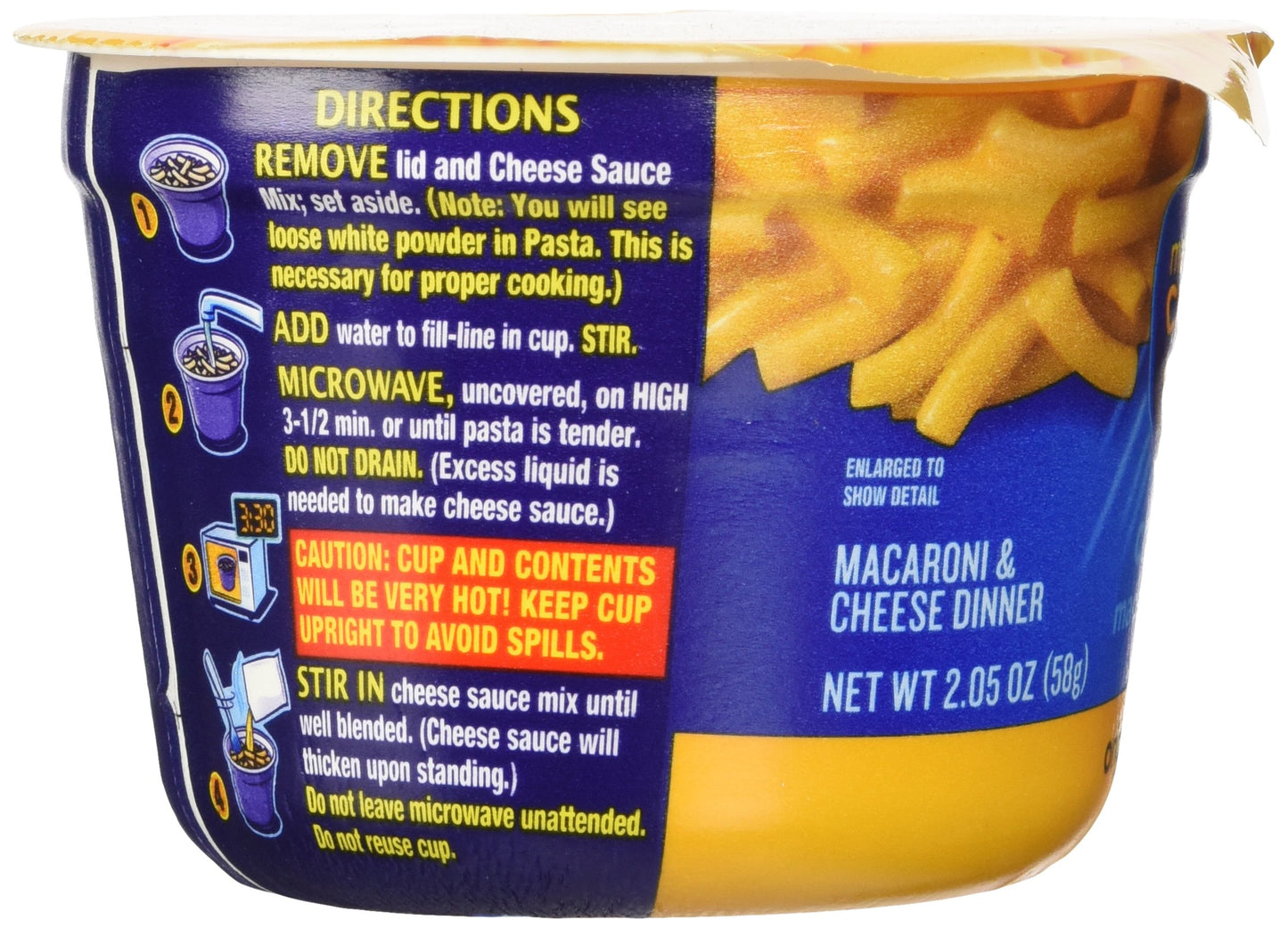 KRAFT Macaroni & Cheese Dinner Cup Easy Mac Original, 58 grams Cups (Pack of 12)