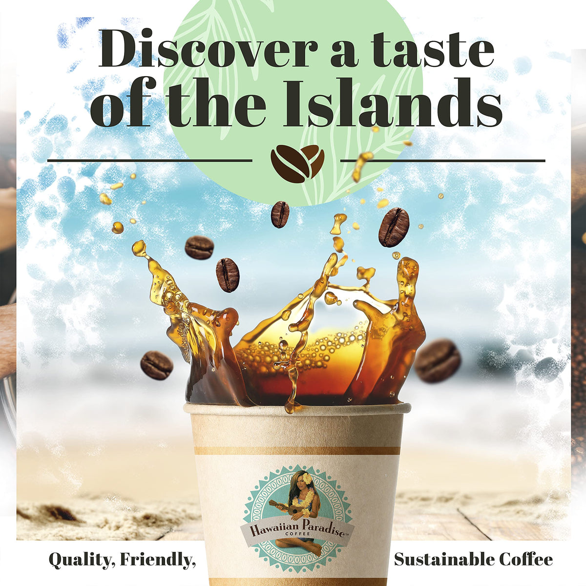 Hawaiian Paradise Coffee Decaf Dark Roast - 18 Single Serve Cups - Compatible with Keurig K-Cup malt-inspired