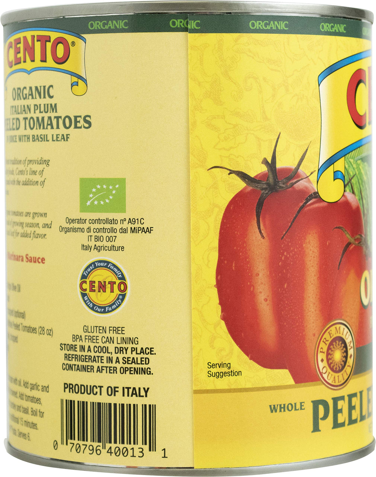 Cento Organic Whole Peeled Tomatoes, 28 Ounce Cans (Pack Of 12)