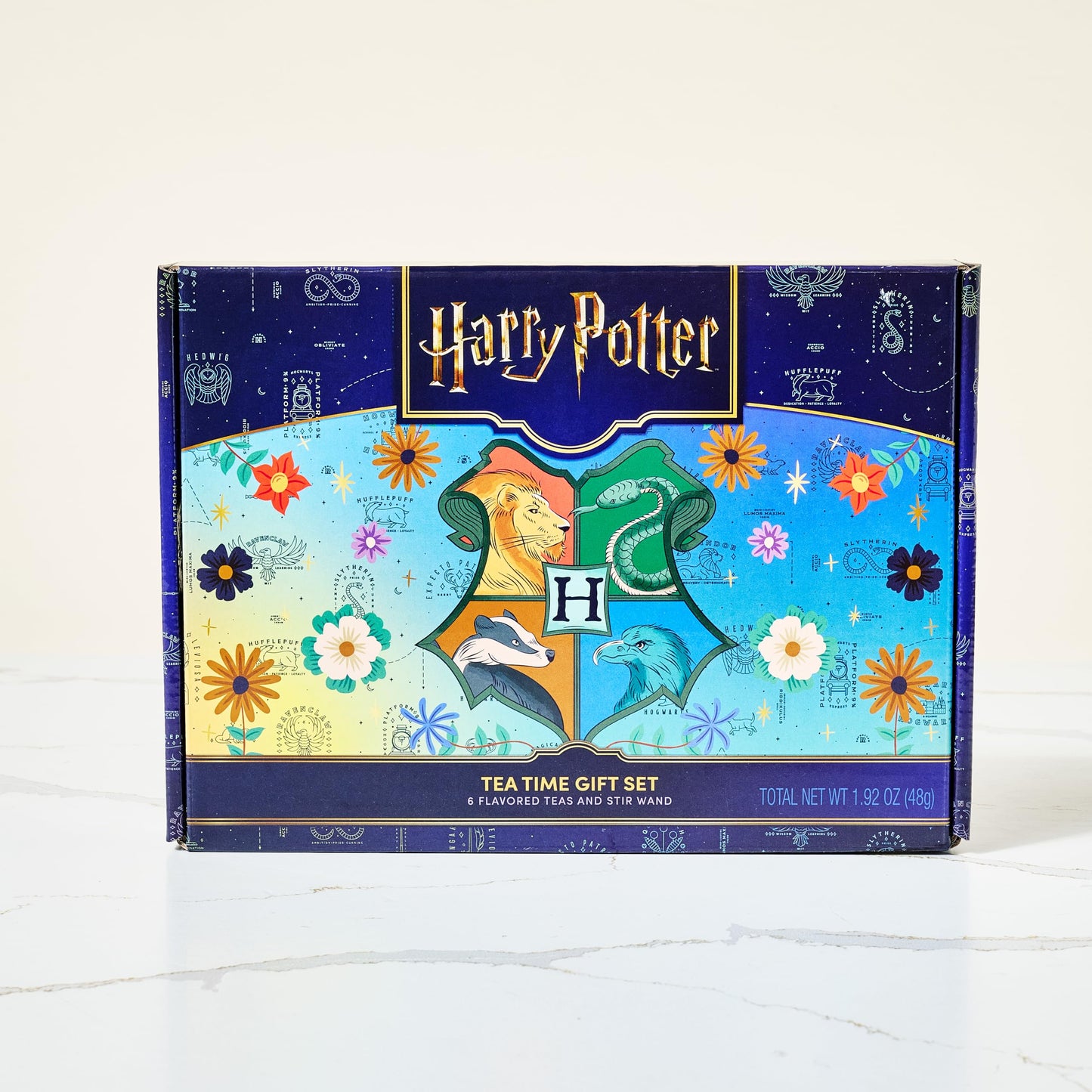 Harry Potter, Tea Gift Set, Includes Stir Wand And 48 Tea Bags In 6 Flavors, Harry Potter Gifts Tea Box With Both Green Tea Bags And Black Tea Bags