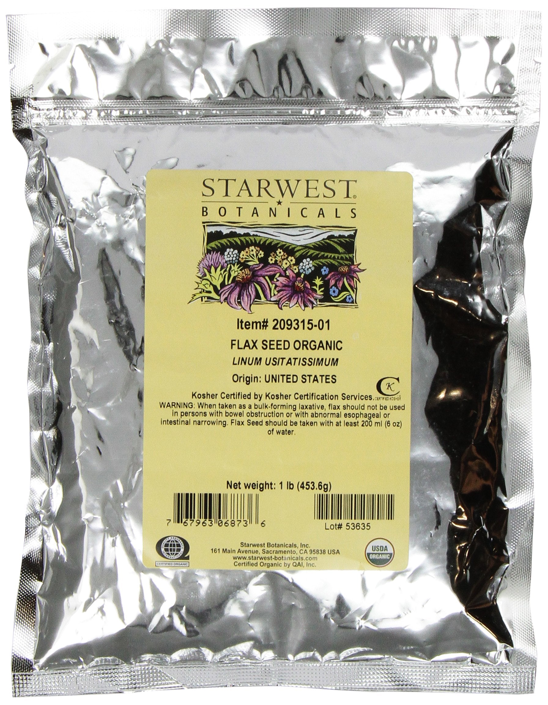 Starwest Botanicals Organic Flax Seed, 1-pound Bags (Pack of 2)