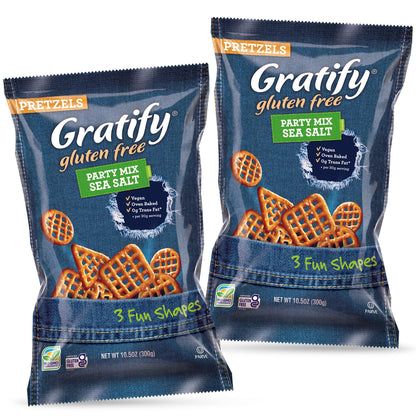 Osem Gratify Pretzel Party Mix Sea Salt 2 pack (10.5 ounce x 2) Vegan and Gluten Free Oven Baked Deliciousness