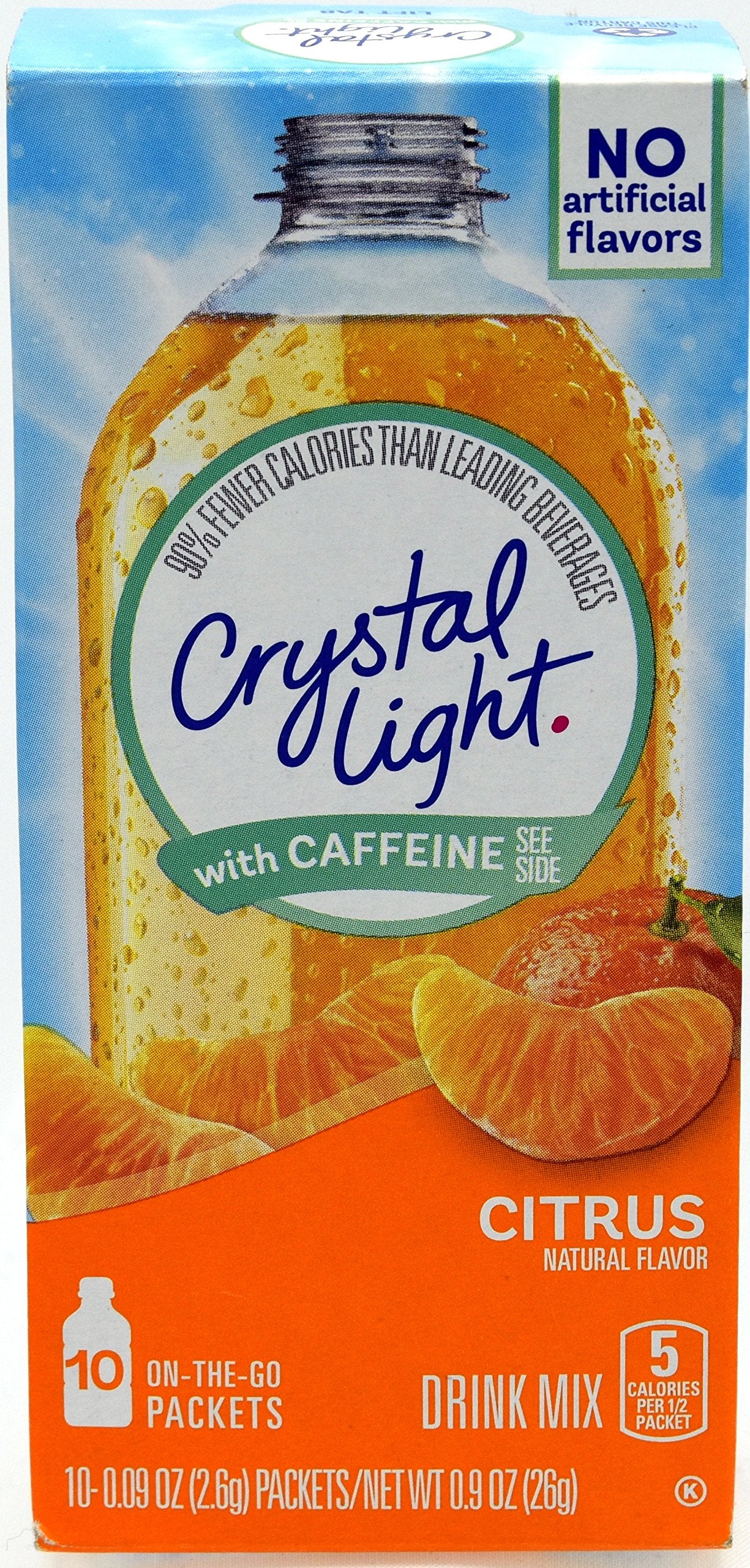 Crystal Light On The Go Citrus Drink Mix with Caffeine, 10 Packets, Pack of 25