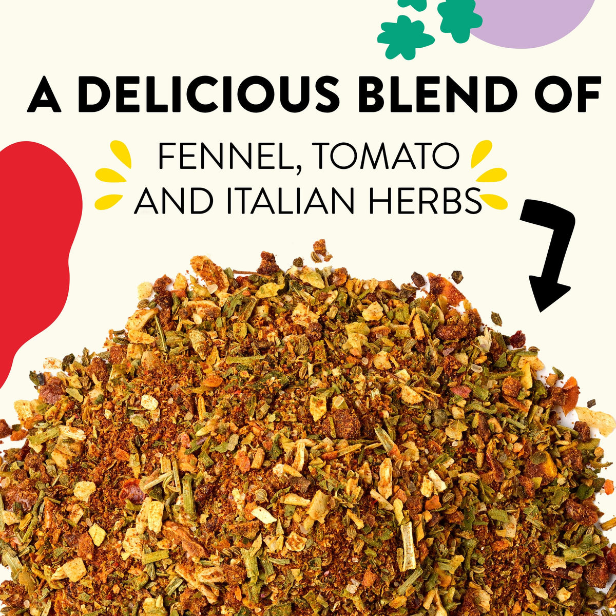 Just Spices Pasta Allrounder Mediterranean Spice Mix, 1.76 OZ, Ideal for Pasta Dishes
