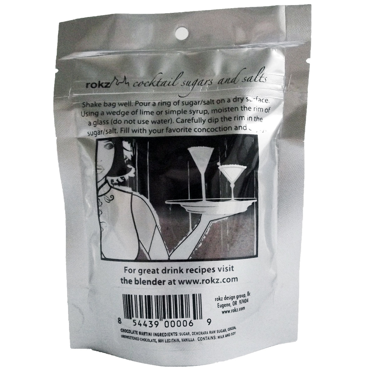 Rokz Chocolate Martini Cocktail Sugar Rimmer, 5 oz, Silver