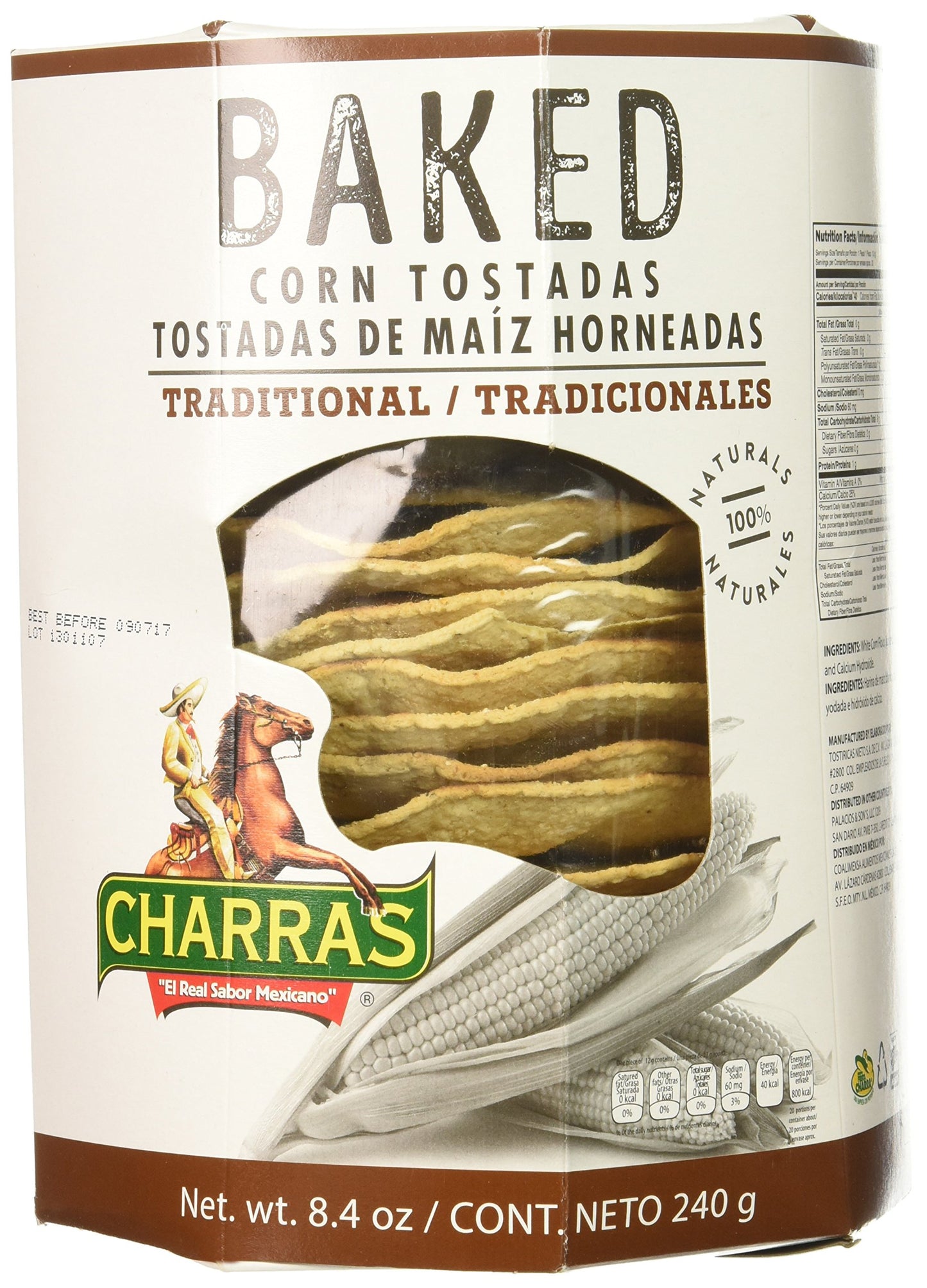 Charras, Tostada Bkd Ntrl, 8.5 Oz, (Pack Of 8)