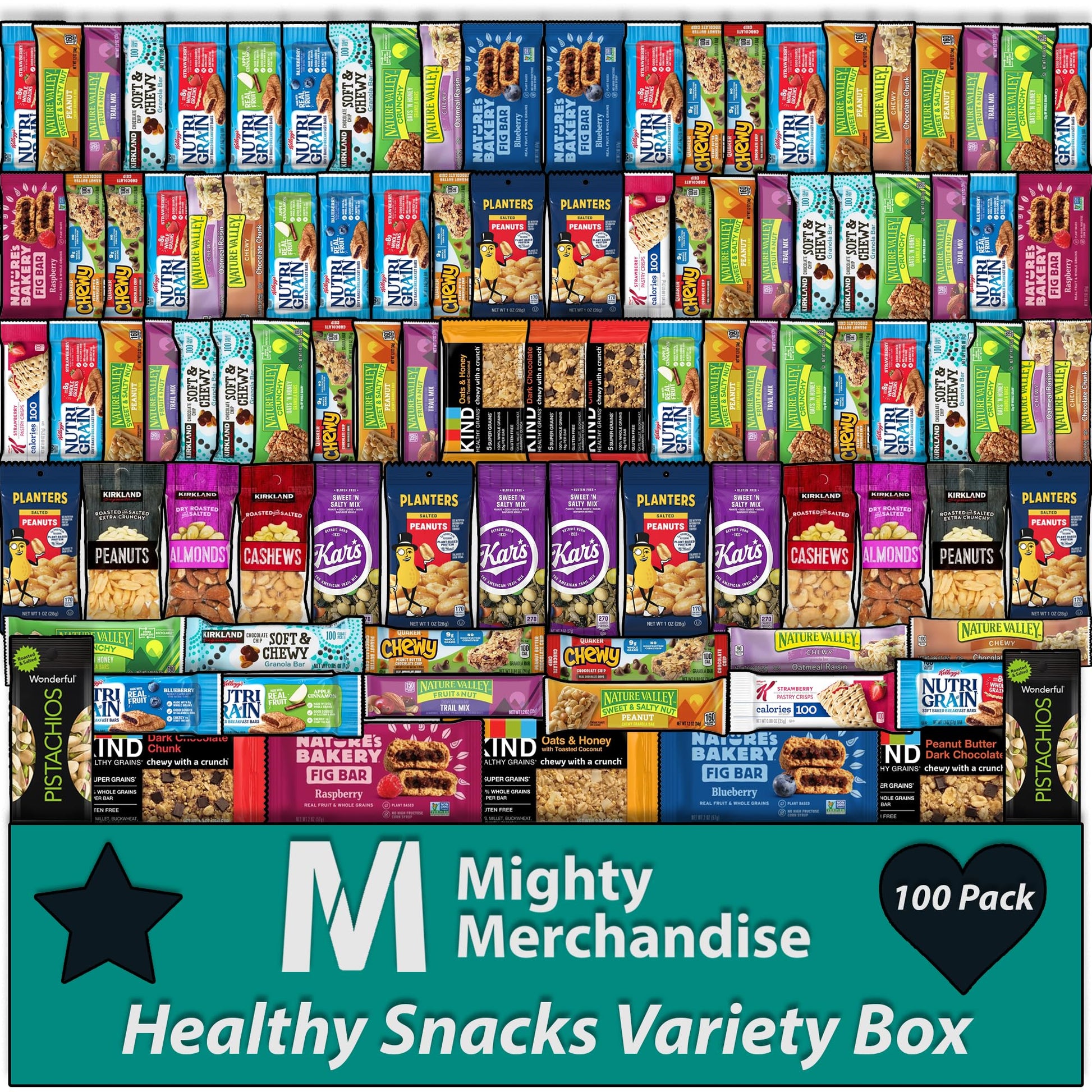 Healthy Mixed Snack Bar Variety Box Variety | (Pack of 100) | Perfect for Men, Women, Adults, Office, School, College, Work | Mi