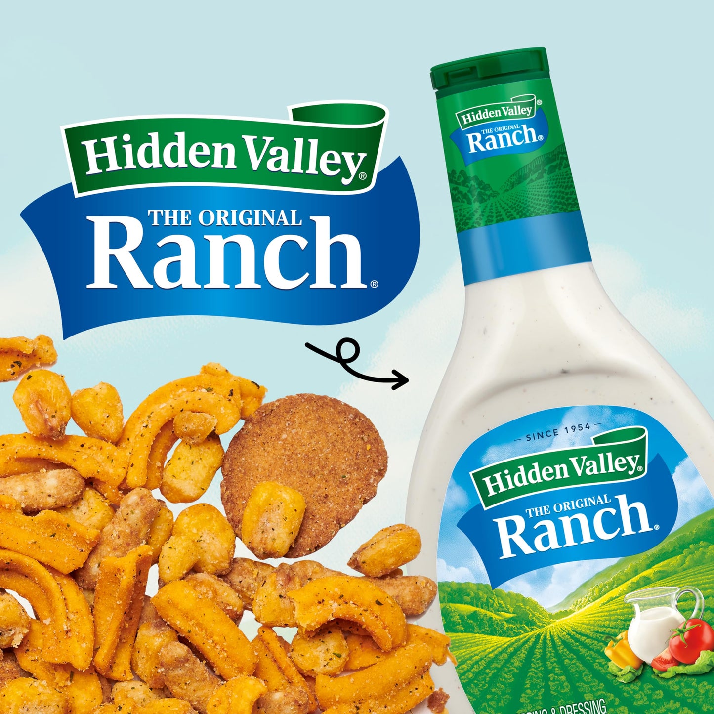 Snak Club Crunch Mix with Hidden Valley Ranch Seasoning  Toasted Corn  Chili Cheese Corn Jacks  Sesame Sticks  and Rye Chips  Kosher Snack  24 oz Resealable Bag