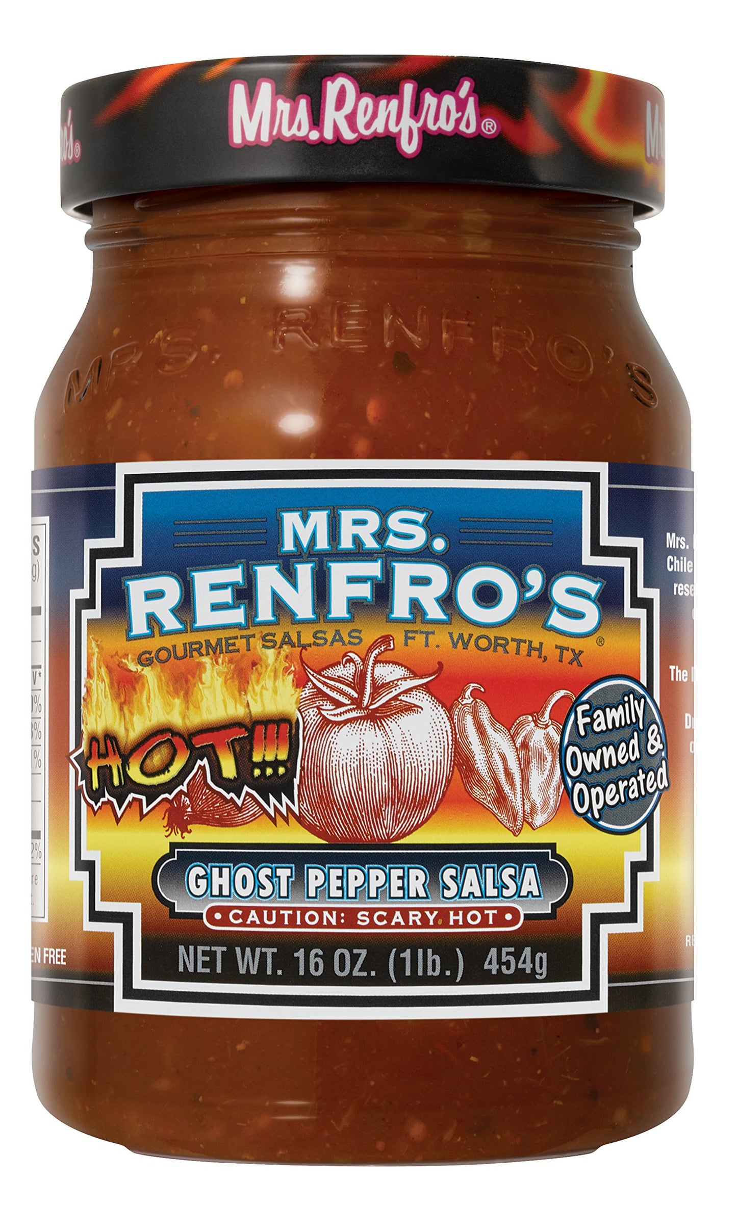 Mrs. Renfros Salsa, Ghost Pepper, Hot, 16 oz