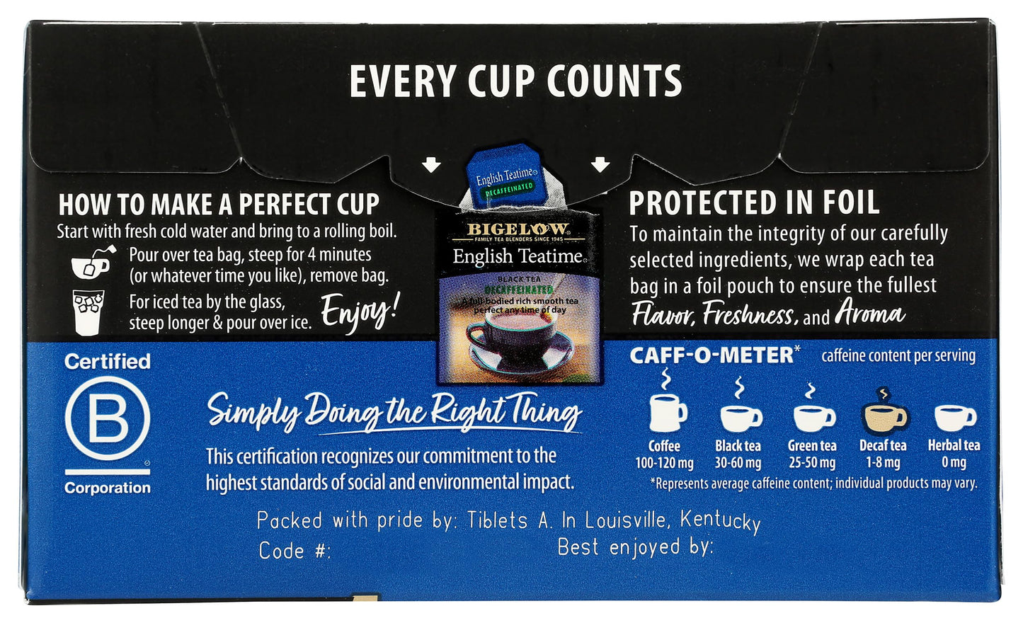 Bigelow, English Time Tea (Decaffeinated), 20 Count