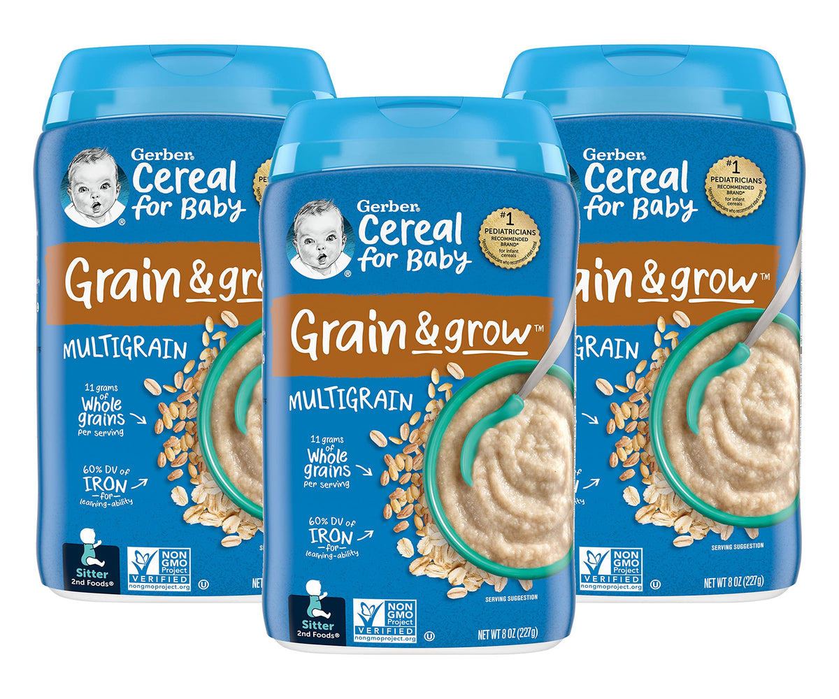 Gerber 2Nd Foods Baby Cereal, Multigrain, 8 Oz (Pack Of 3)
