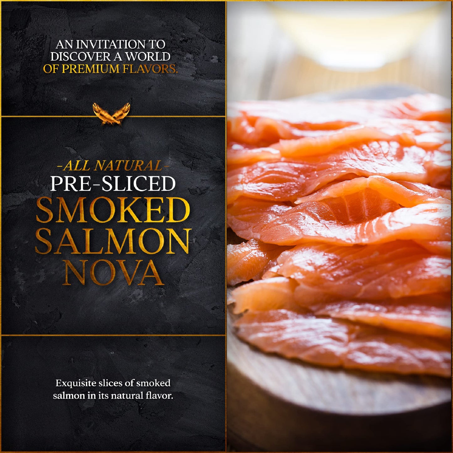 New Yorks Delicacy Smoked Salmon Nova - Pre-Sliced, Fully Trimmed, All Natural - 10 x 4 Oz. (2.5 Lb.) - Kosher, Gluten