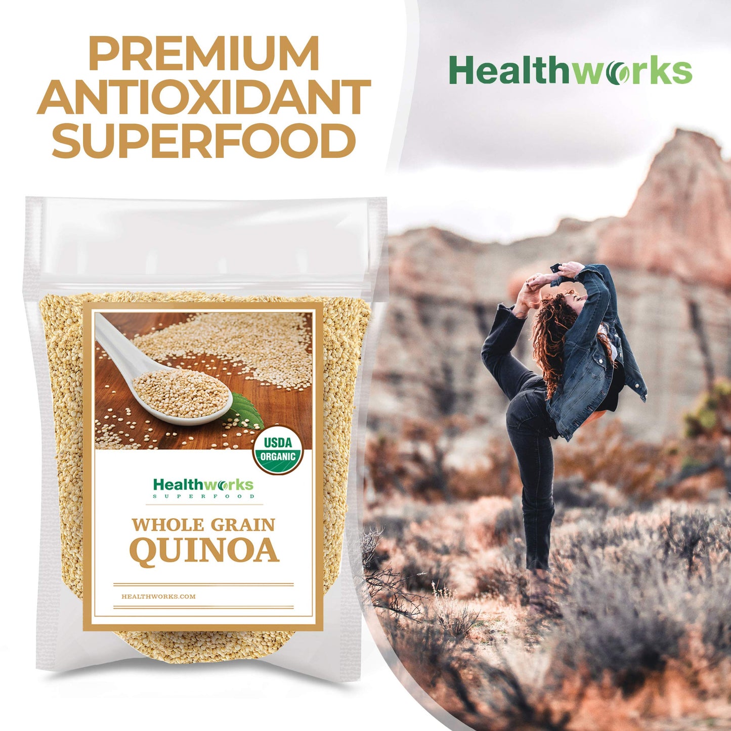 Healthworks Quinoa White Whole Grain Raw Organic (80 Ounces / 5 Pounds) | Protein  Fiber & Iron | Peruvian Origin | Rice & Pasta Substitute