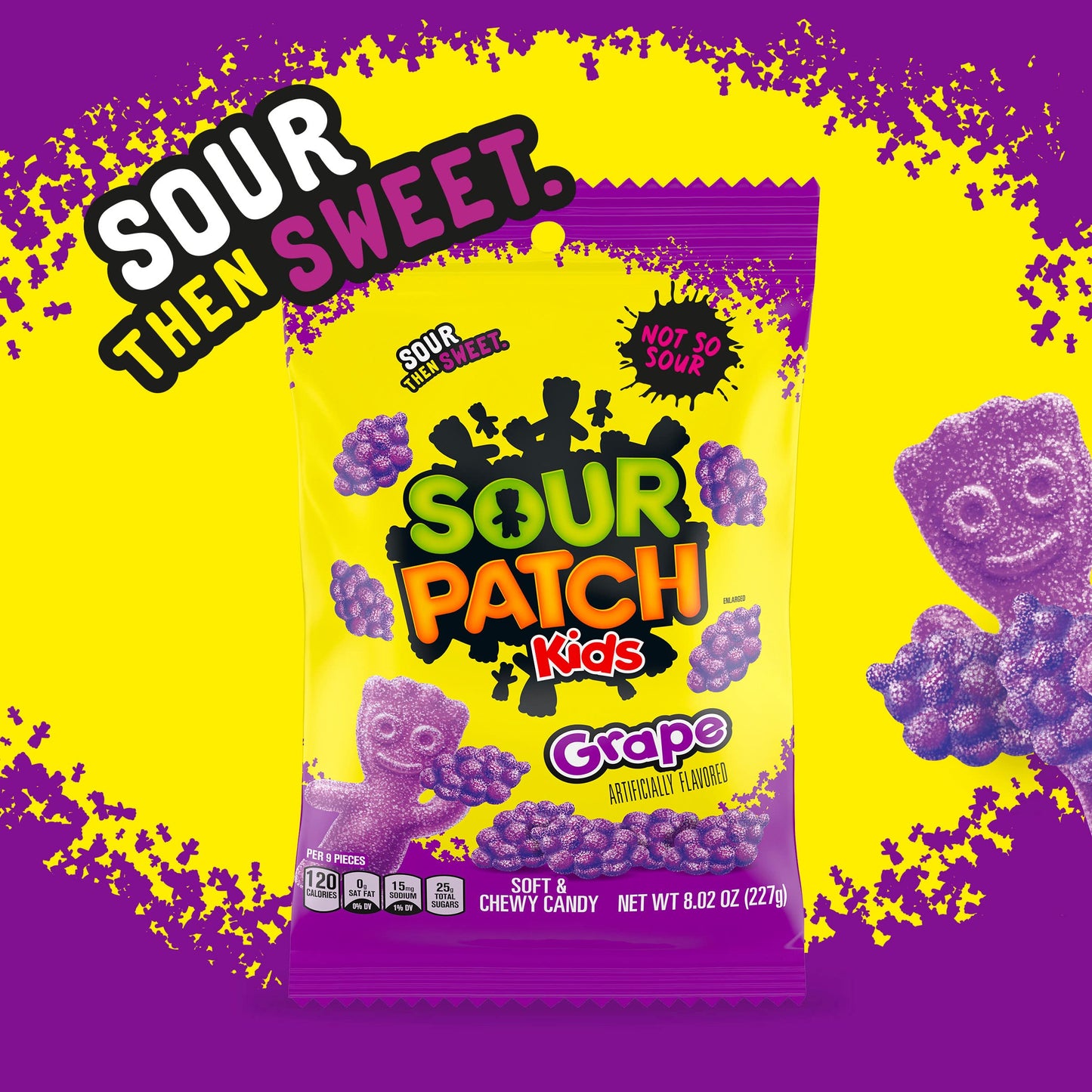 Sour Patch Kids Grape Soft & Chewy Candy, 8.02 Oz