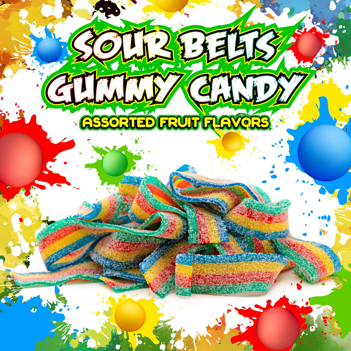 Sourzap Sour Belts | 8-Ounce Pack | Gummy Candy | Assorted Fruit Flavors