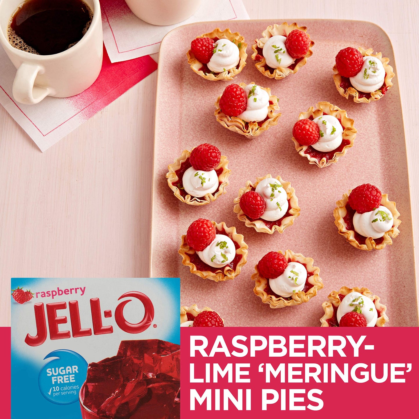 HEINZ Jell-O Raspberry Sugar Free Gelatin Dessert Mix, 24 Pack, 0.3 oz Boxes