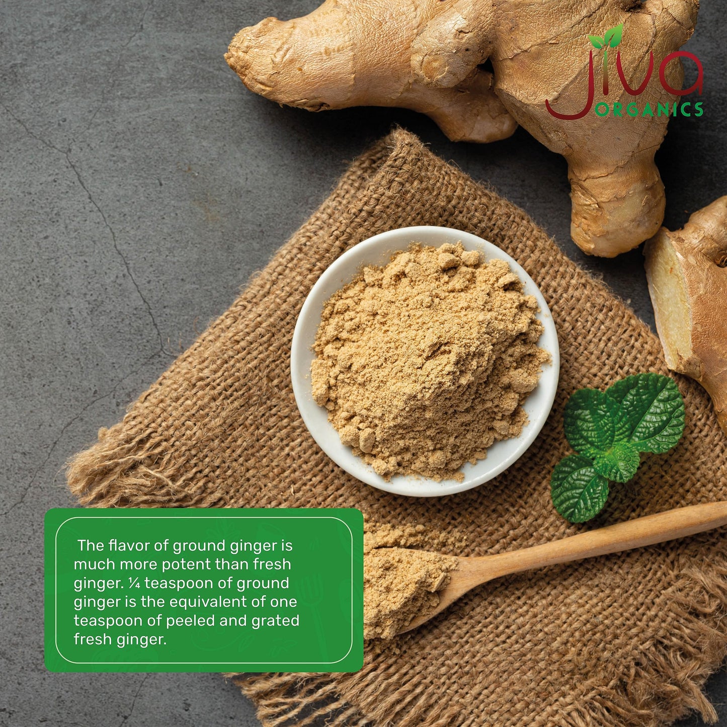 Jiva Organics Organic Ginger Root Powder, 1 LB Bulk - Non-GMO - for Cooking, Baking, Tea & More