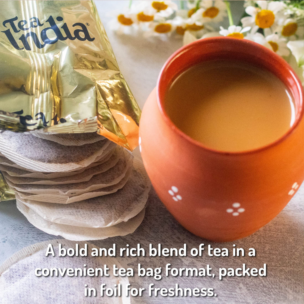 Tea India Masala Chai Tea Flavorful Blend Of Black Tea & Natural Ingredients Strong Full-Bodied Traditional Indian Caffeinated T