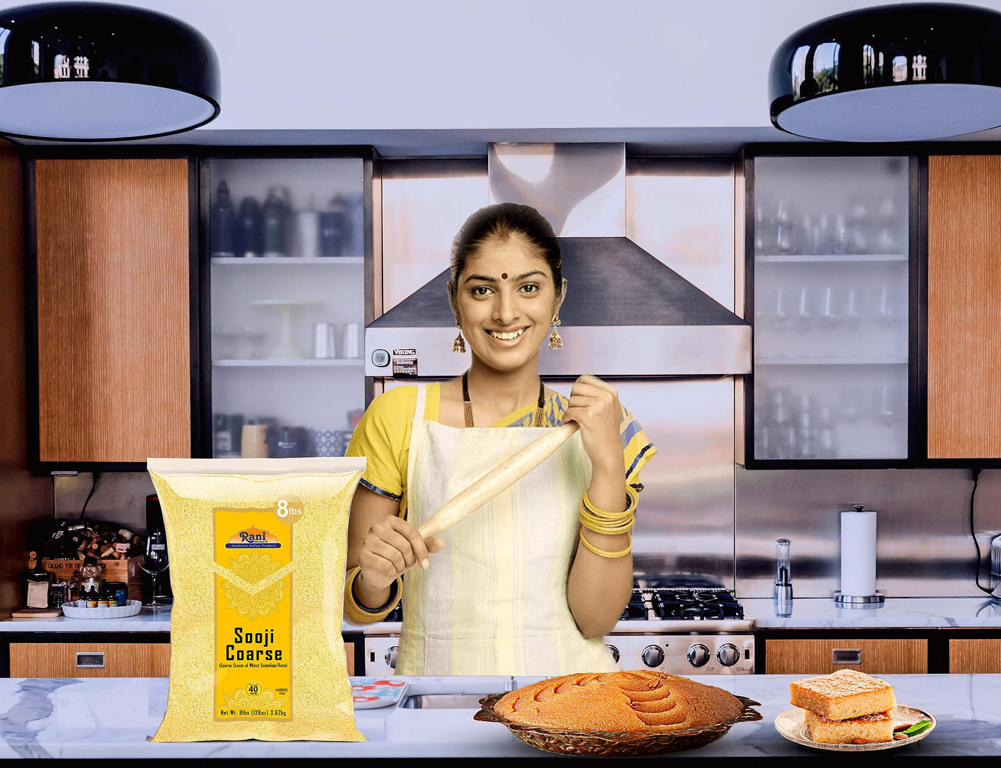 Rani Sooji Coarse (Farina, Suji, Rava, Rawa, Wheat Semolina) Flour 128Oz (8Lbs) 3.63Kg Bulk ~ All Natural | Vegan | Non-Gmo | Kosher | Indian Origin