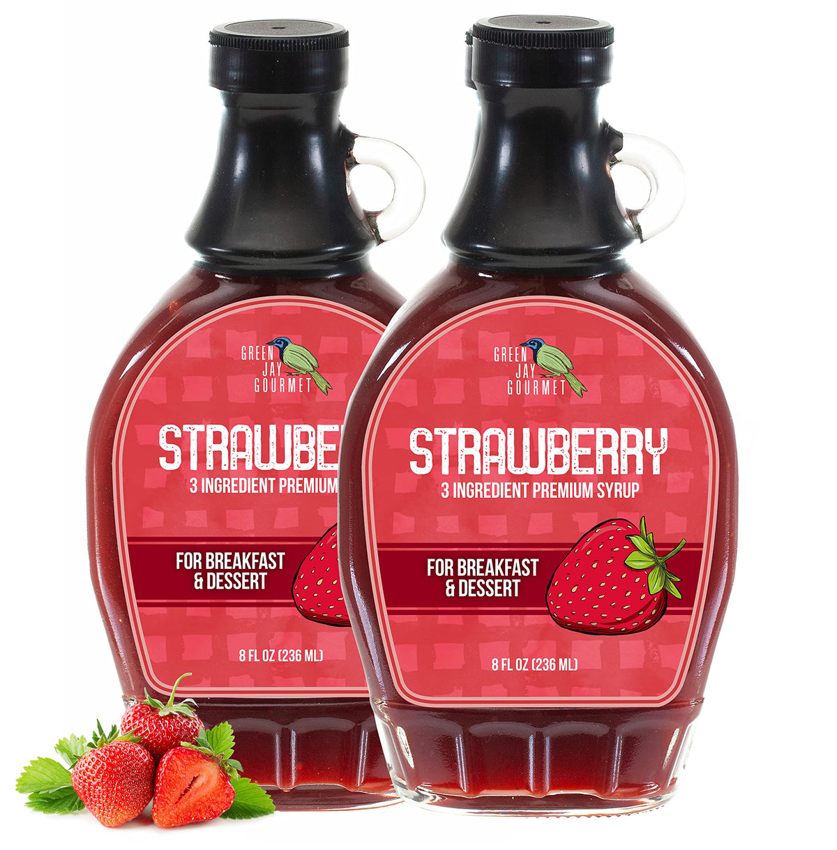 Green Jay Gourmet Strawberry Syrup - All-Natural, Non-GMO - 16 Ounces